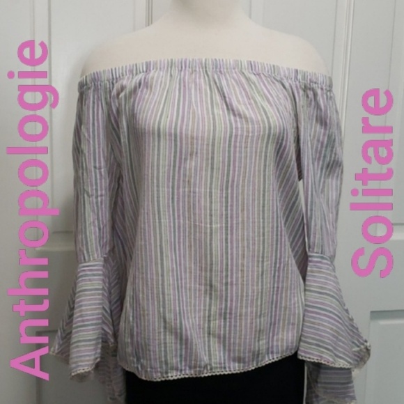 Anthropologie Solita6off the shoulder stripe top - Picture 2 of 8